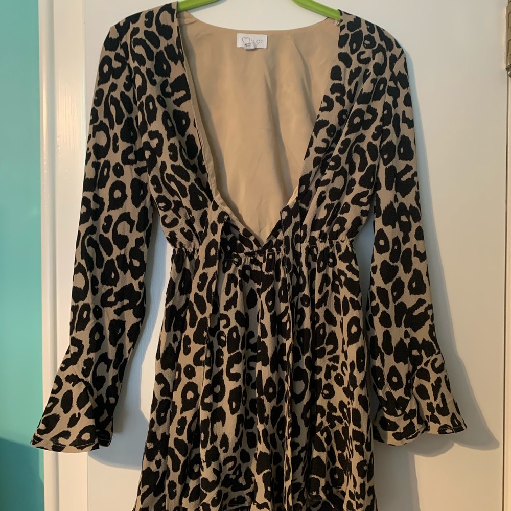 LF cheetah front tie romper